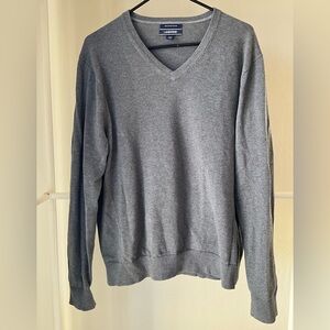 100% Supima Cotton Lands' End Men's Charcoal V-Neck Sweater
